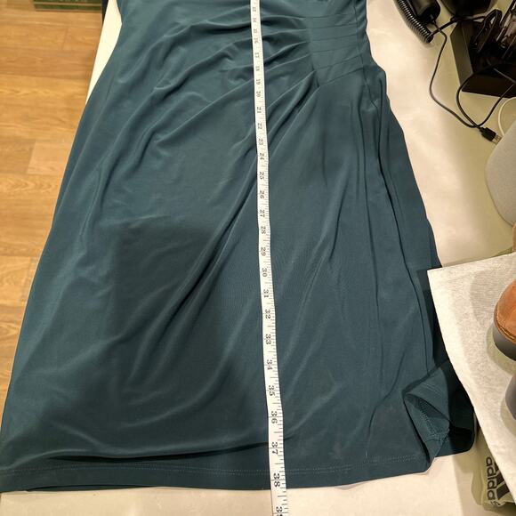 Lauren Ralph Lauren Women's Sz: 12 Woodland Green Cowl Neck Ruched Sheath Dress - Picture 12 of 12